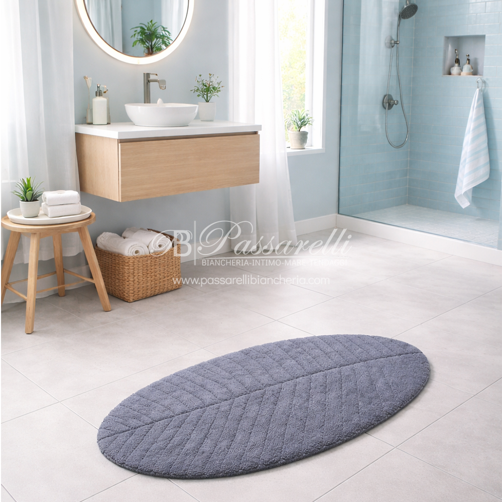 Maison Sucrée Tappeto bagno in cotone con trattamento antiscivolo Foglia 2502S46