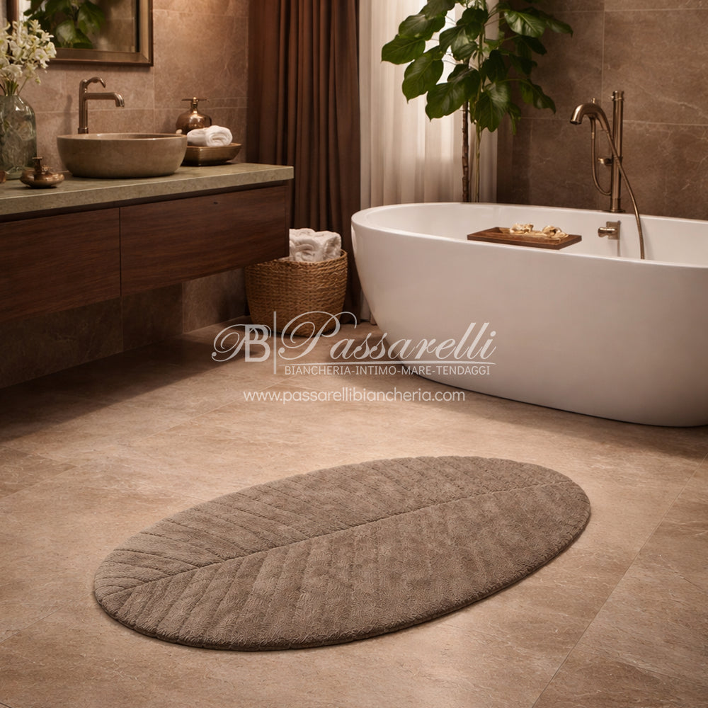 Maison Sucrée Tappeto bagno in cotone con trattamento antiscivolo Foglia 2502S46