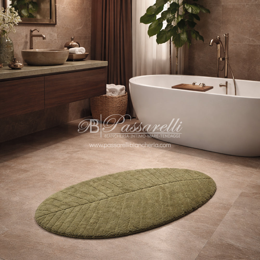 Maison Sucrée Tappeto bagno in cotone con trattamento antiscivolo Foglia 2502S46