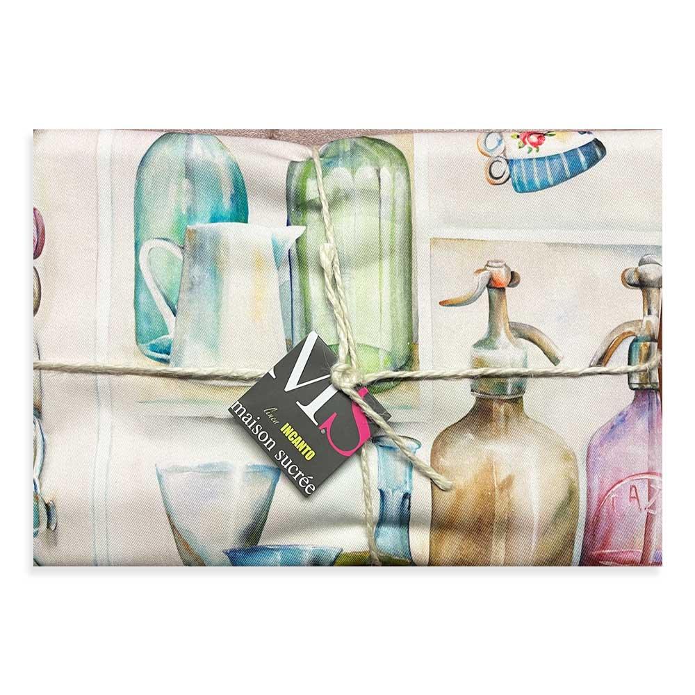 Maison Sucrèe Tovaglia 150x180 Pintura Bottiglie S34 - Passarelli Biancheria