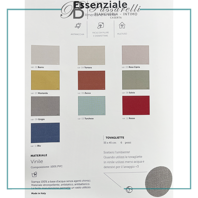Maison Sucrée Tovaglietta da colazione in vinile Tinta Unita Essenziale - Vari Colori