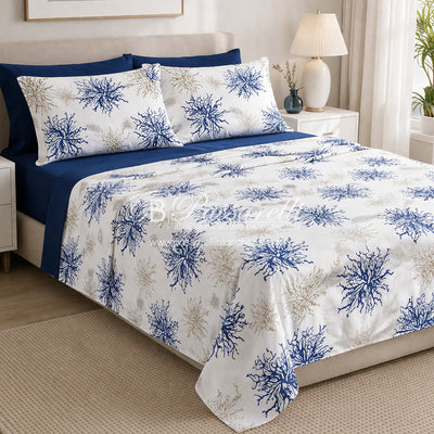 Mirabello Completo Lenzuola Copriletto Matrimoniale Coralli