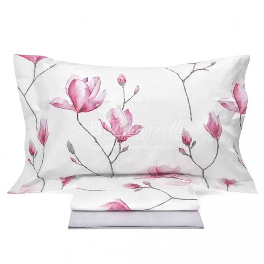 Mirabello Completo Lenzuola Copriletto Matrimoniale Magnolia
