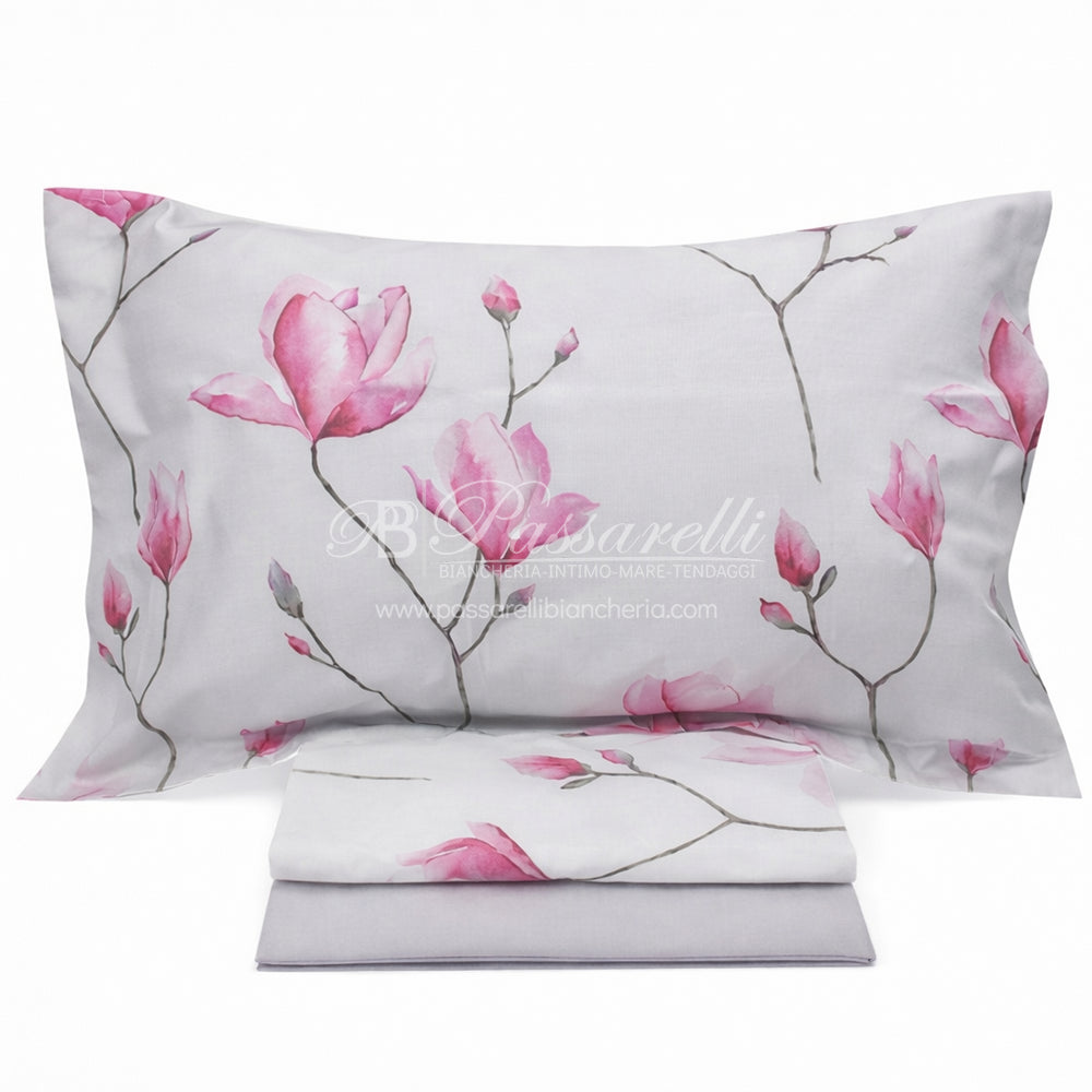 Mirabello Completo Lenzuola Copriletto Matrimoniale Magnolia