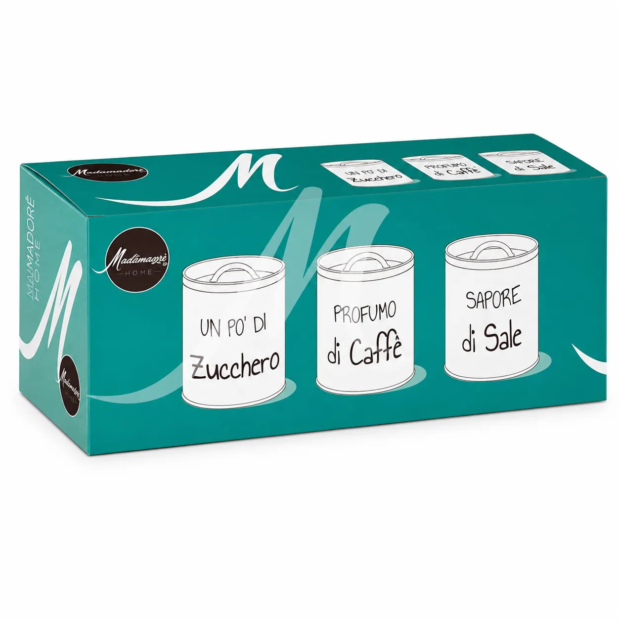 Montemaggi Happy Set 3 Barattoli Sale Zucchero Caffè in Metallo Perla