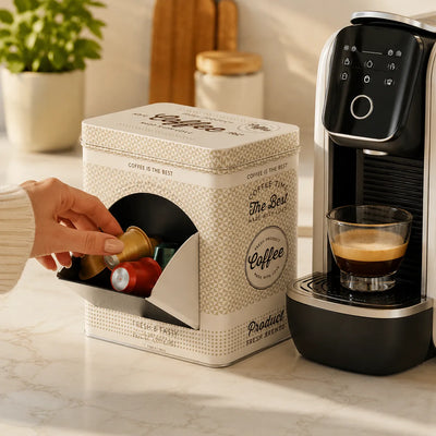 Montemaggi Scatola in Latta Portacialde Caffè Decori Assortiti