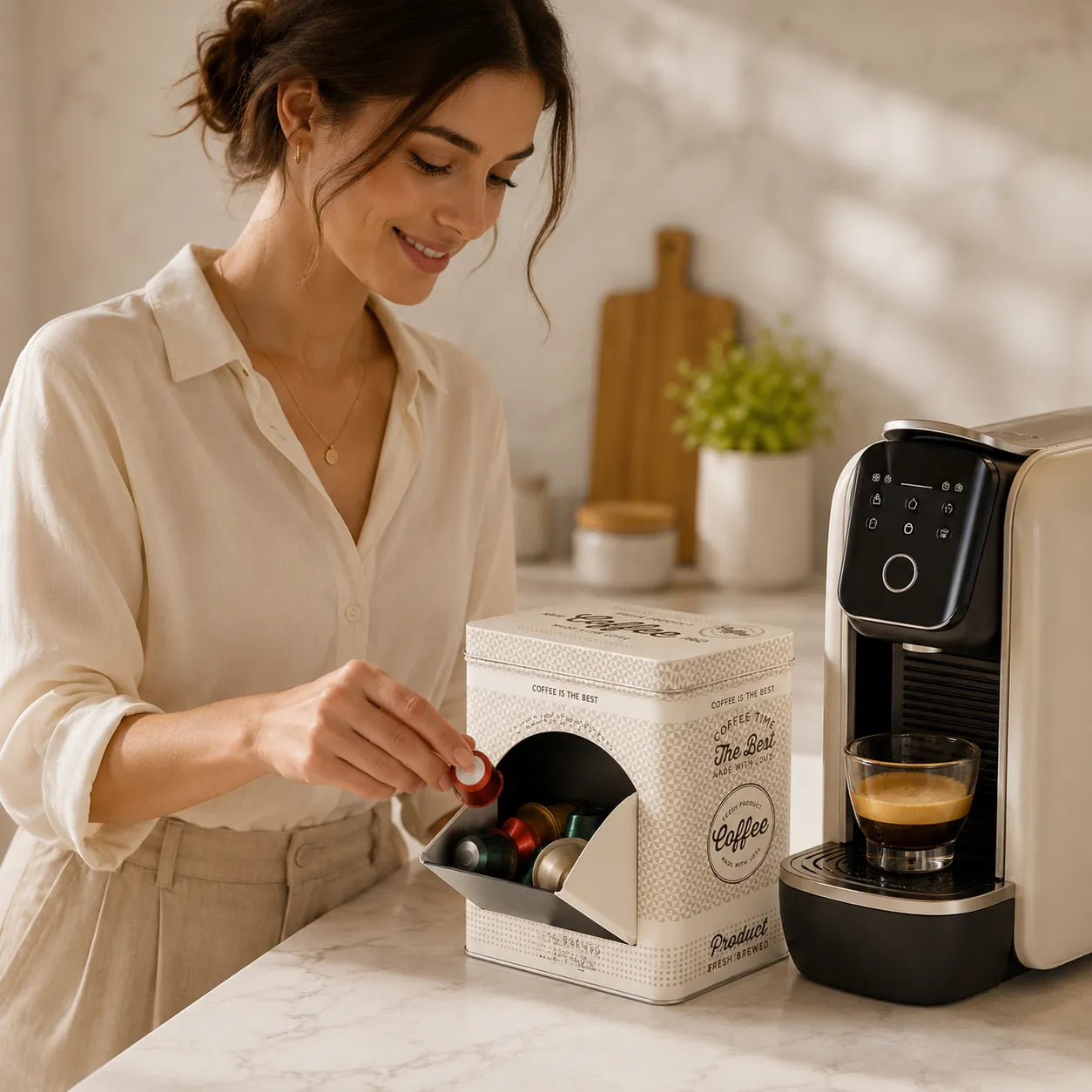 Montemaggi Scatola in Latta Portacialde Caffè Decori Assortiti