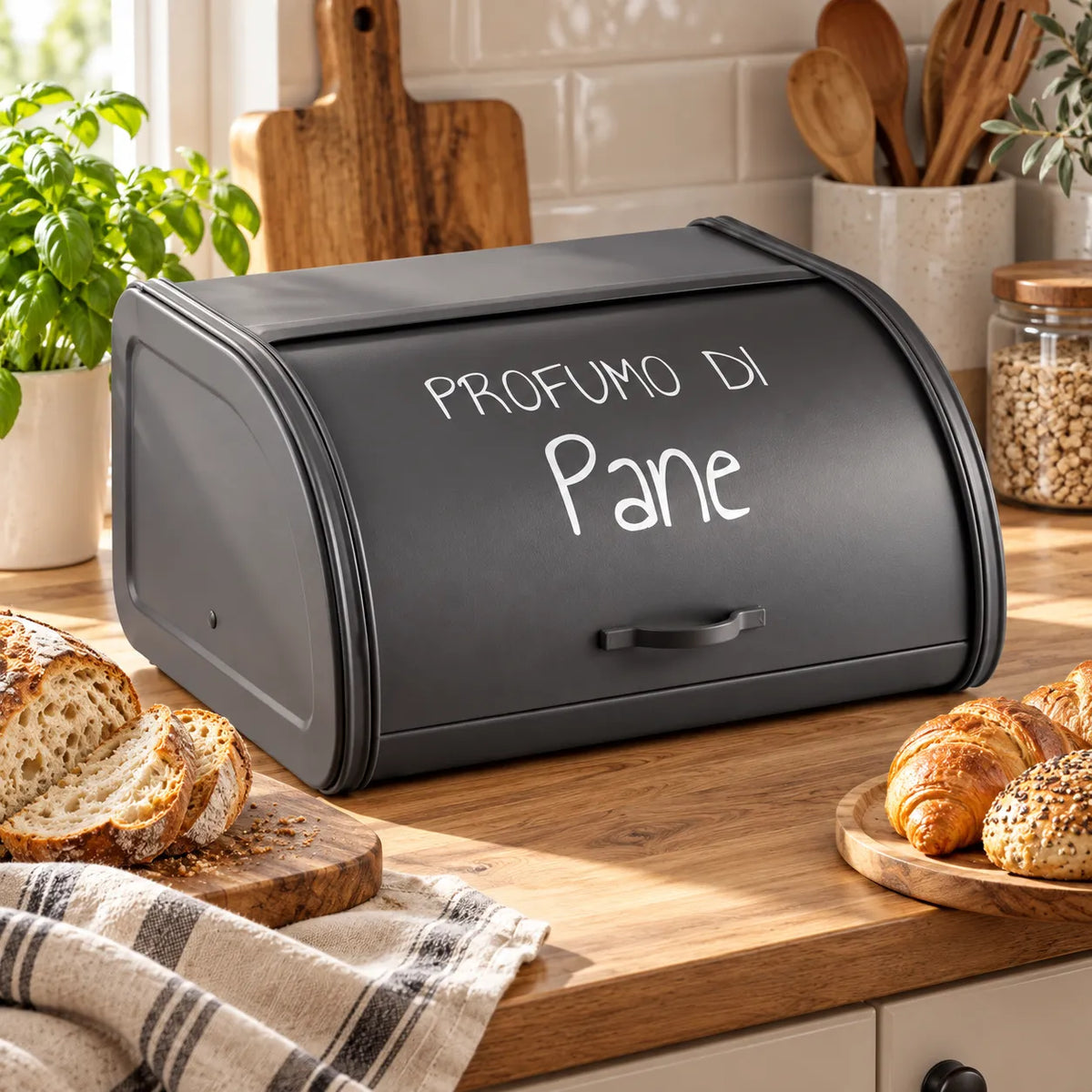 Montemaggi Smoke Box Portapane in Ferro Grigio Antracite CMT612