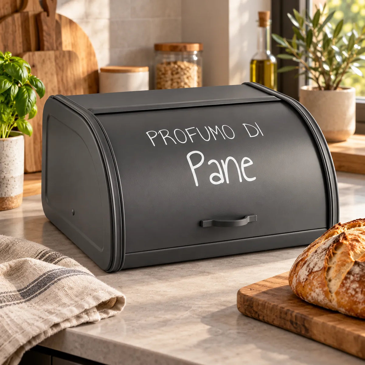 Montemaggi Smoke Box Portapane in Ferro Grigio Antracite CMT612