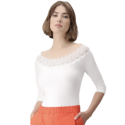Oroblu Pull-On Tops Cotton Lace 3/4 Sleeve VOBT67586 S43