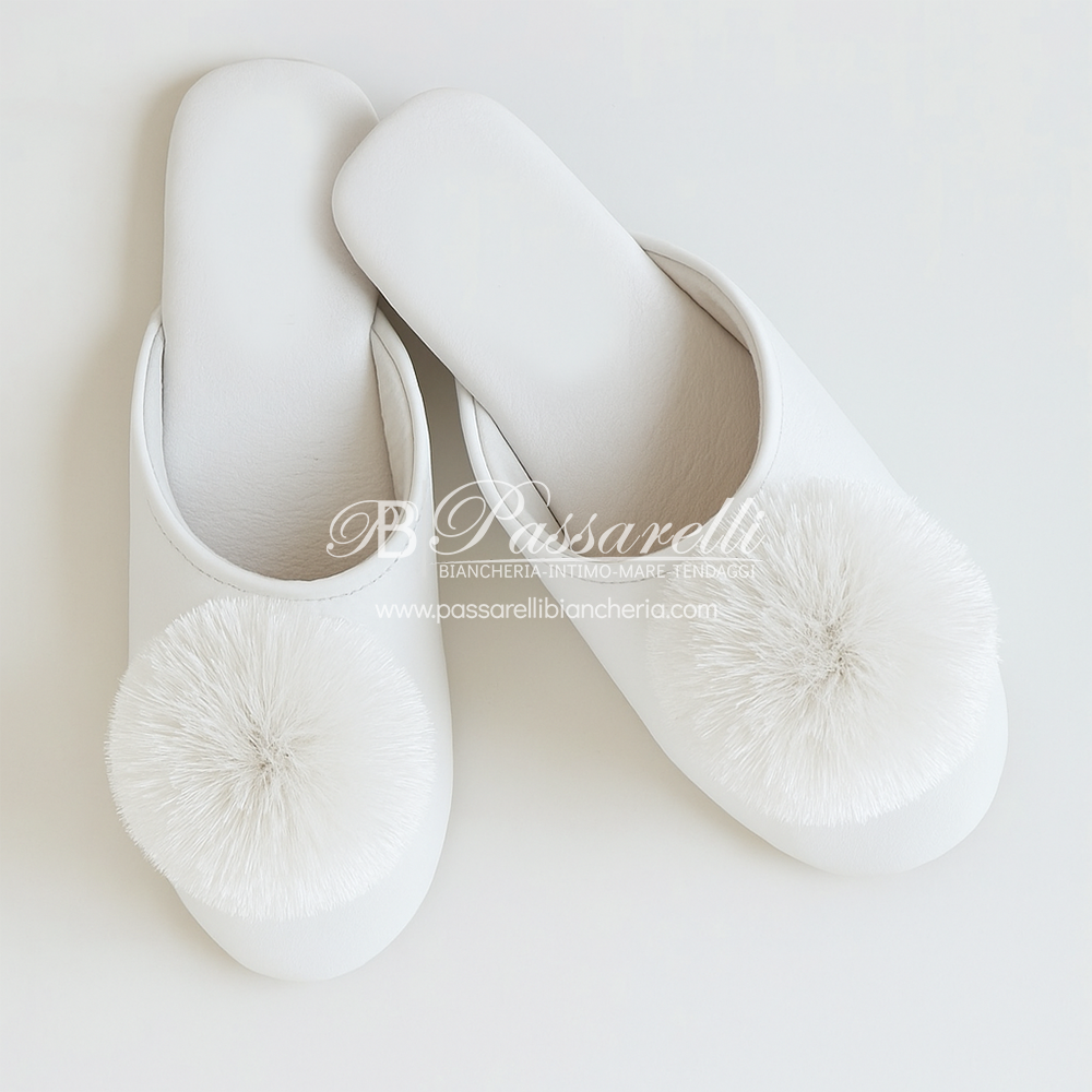 Pantofole da Donna in raso con pon-pon  69041  2411S12