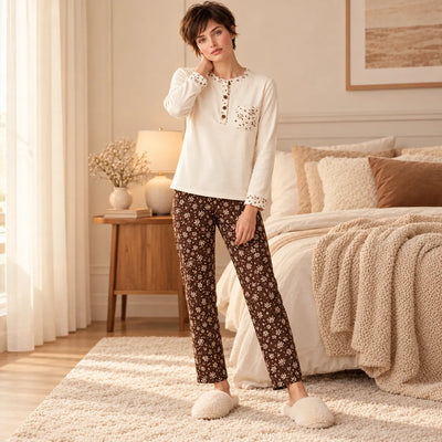 Parisblue Pigiama Invernale in Caldo Cotone 100% A9024 Floreal