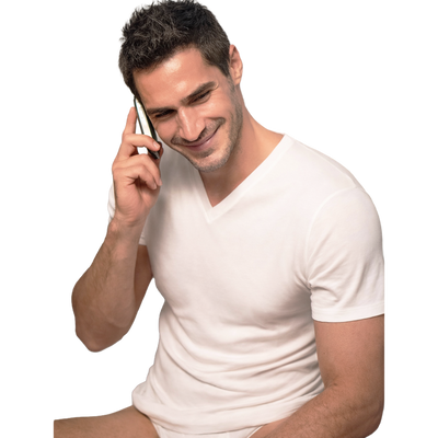 Perofil Maglia Intima da Uomo Scollo V Maniche Corte Filo Scozia Fluid