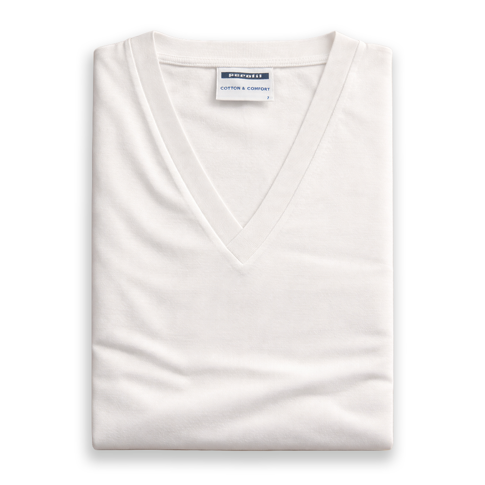 Perofil Maglia Intima da Uomo Scollo V Maniche Corte Filo Scozia Fluid