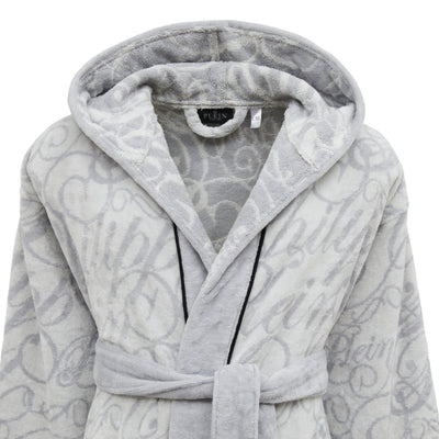 Philipp Plein Accappatoio con Cappuccio Script Moderno in Spugna