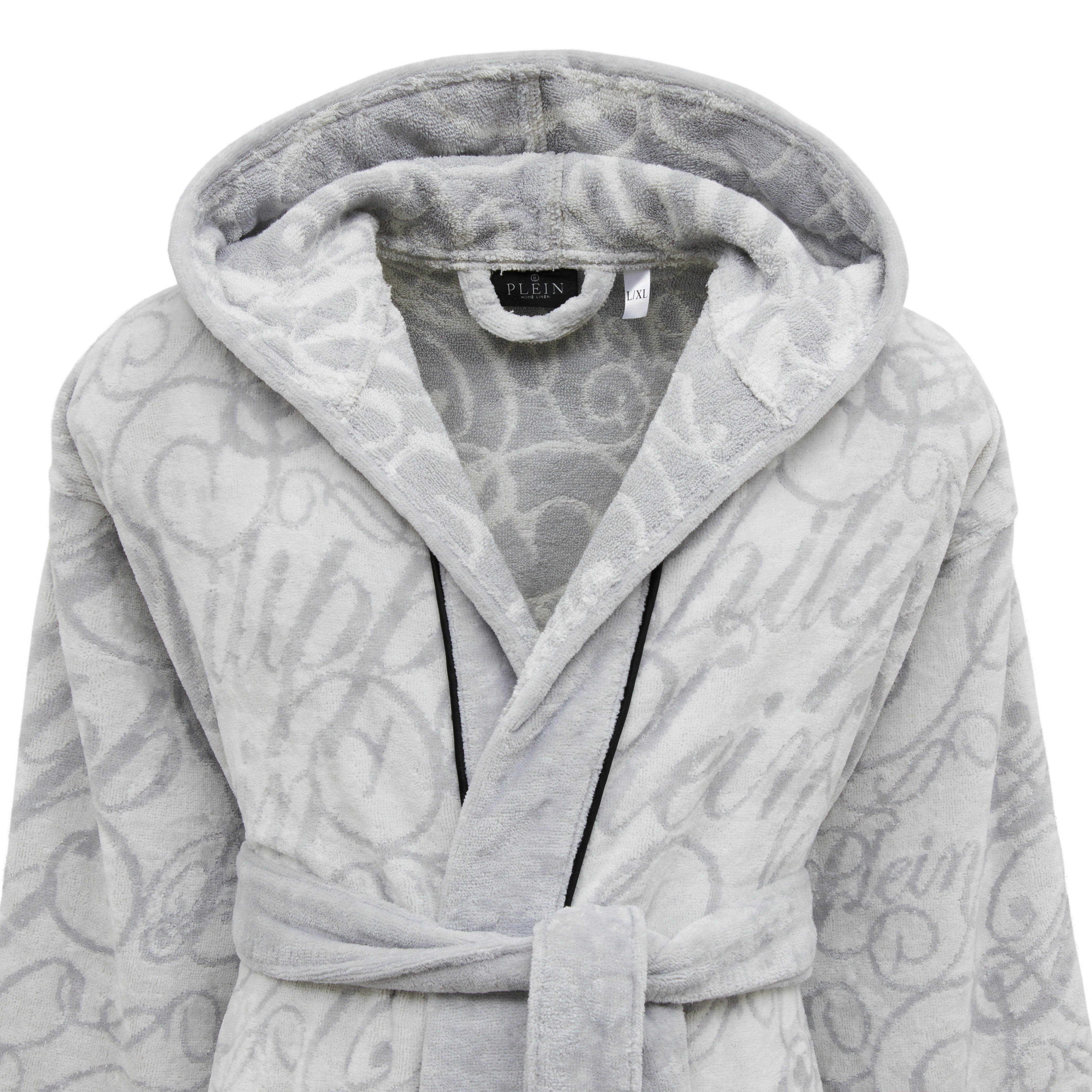 Philipp Plein Accappatoio con Cappuccio Script Moderno in Spugna