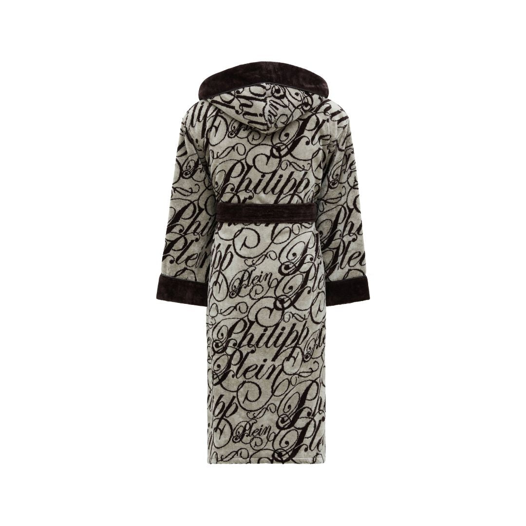 Philipp Plein Accappatoio con Cappuccio Script Moderno in Spugna
