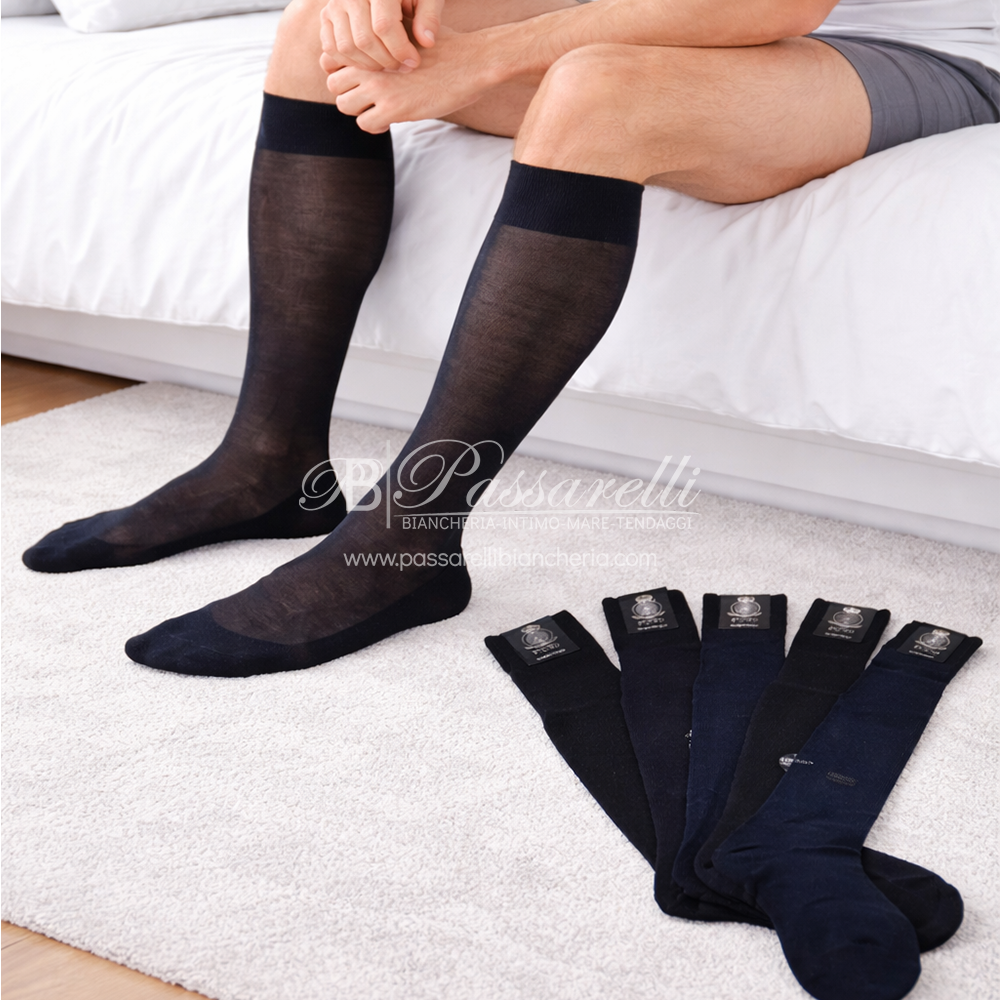 Punto Chiffon set di 6 Paia di calze uomo lunga in filoscozia 2606S