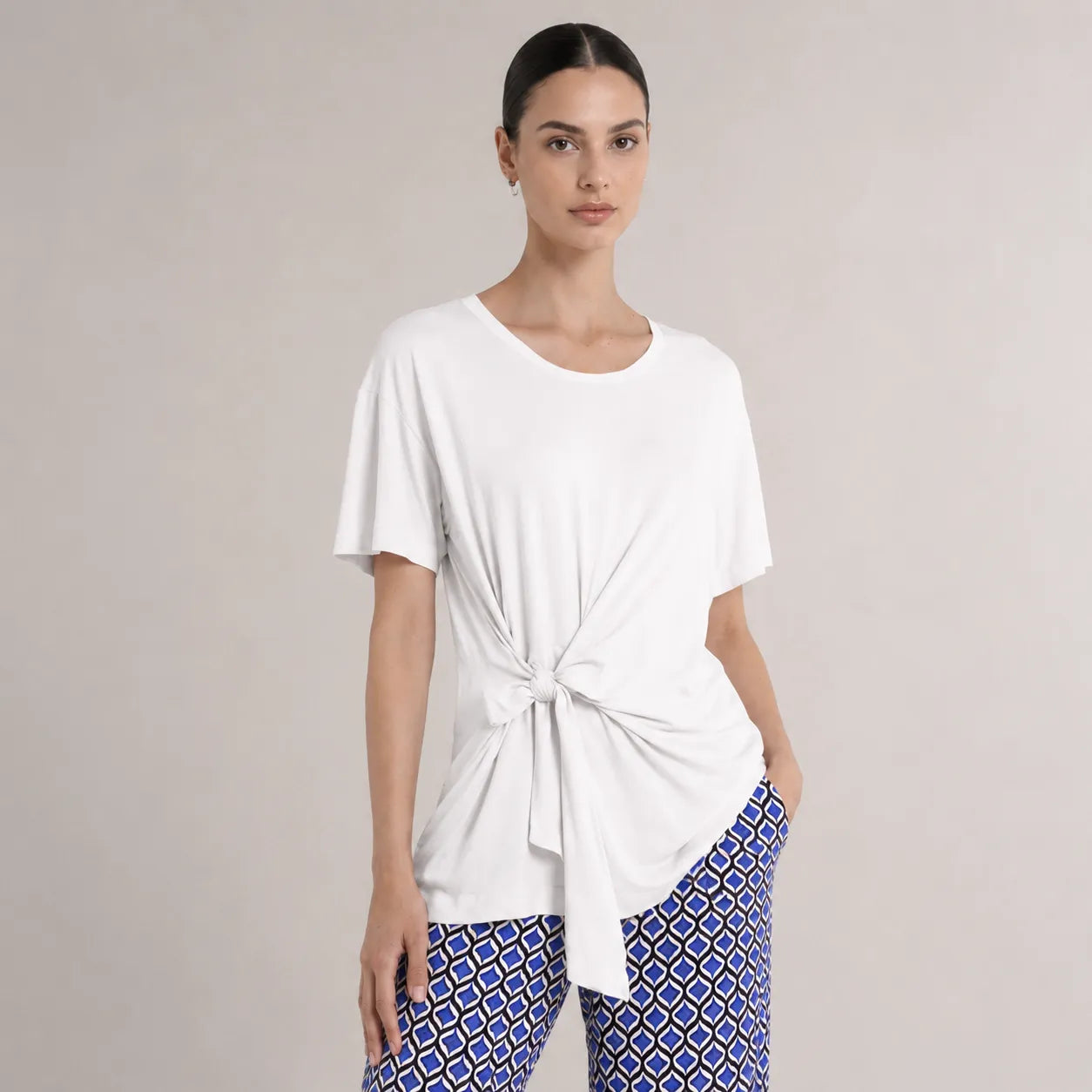Ragno Blusa Fiocco maniche Corte in Viscosa DQ15TJ