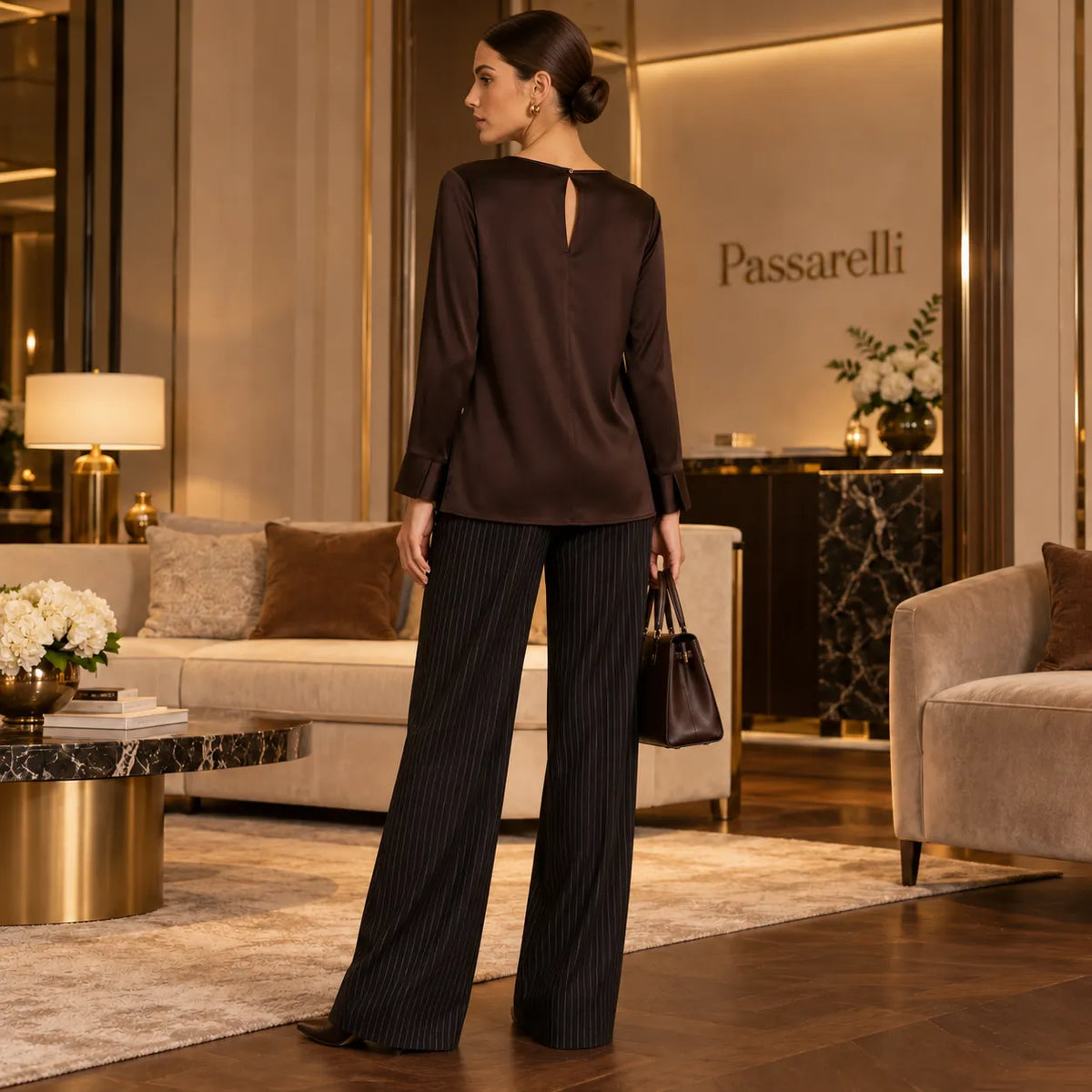 Ragno Blusa con manica lunga in Stretch Satin DS51S9