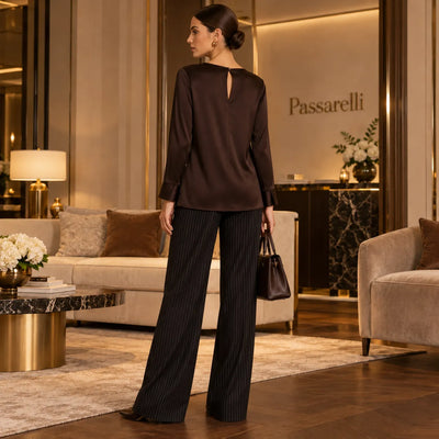 Ragno Blusa con manica lunga in Stretch Satin DS51S9