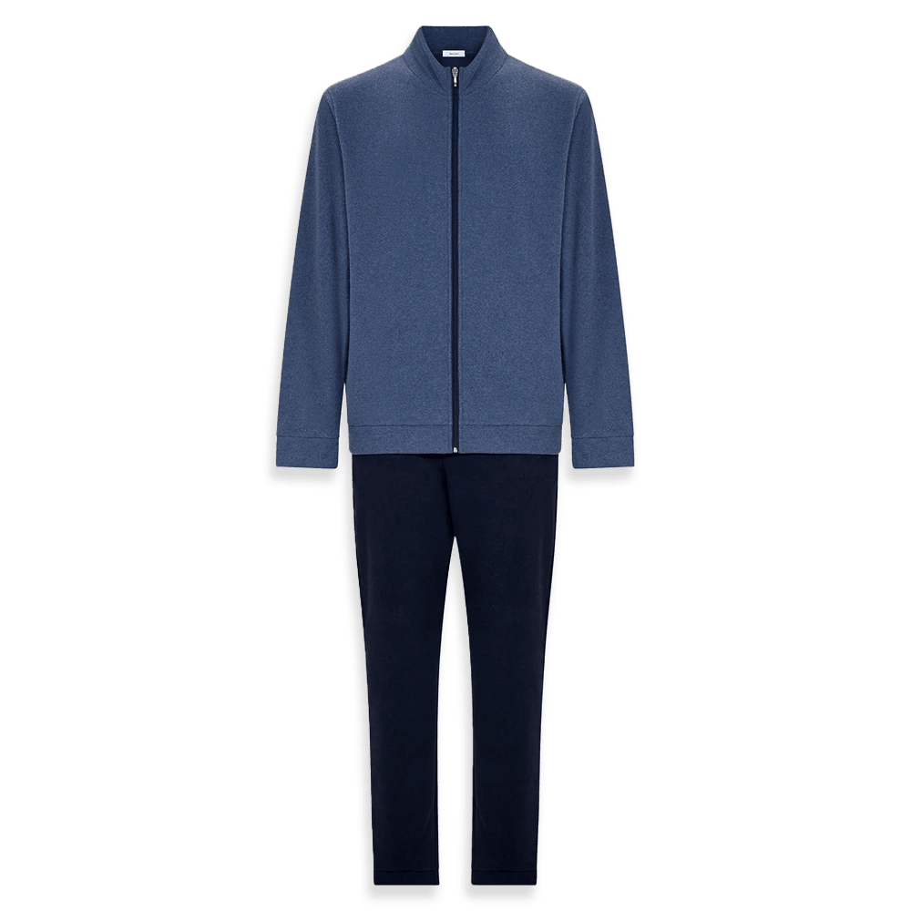 Ragno Pigiama Invernale da Uomo in Cotton Eco Pile Aperto con Zip U787N6 S52 - Passarelli Biancheria