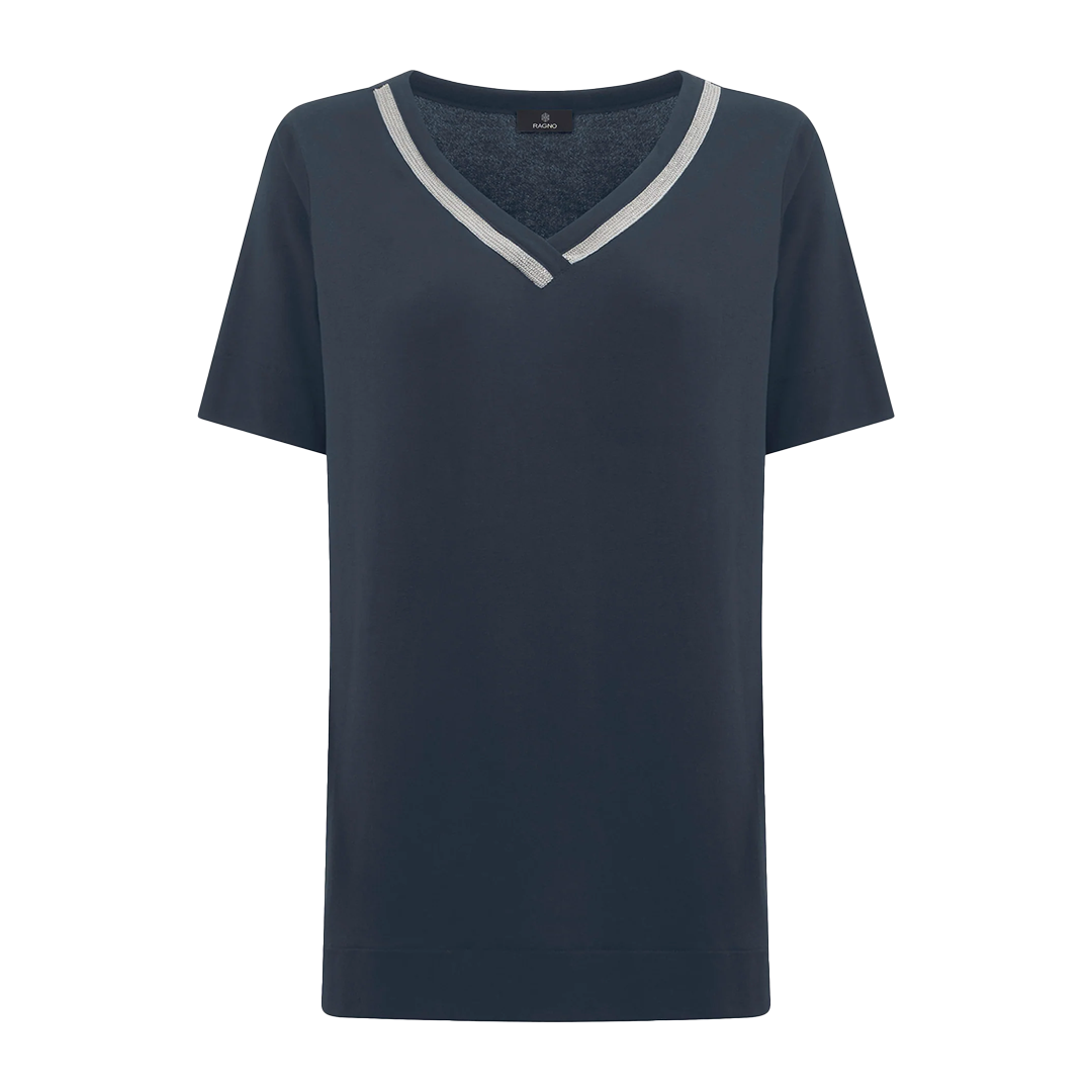 Ragno T-shirt elegante con Scollo a V in jersey di viscosa crêpe DN21T8 S38