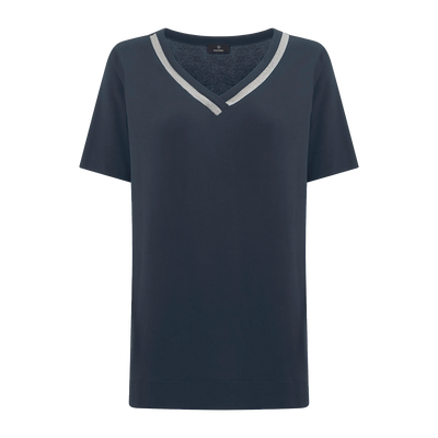 Ragno T-shirt elegante con Scollo a V in jersey di viscosa crêpe DN21T8 S38