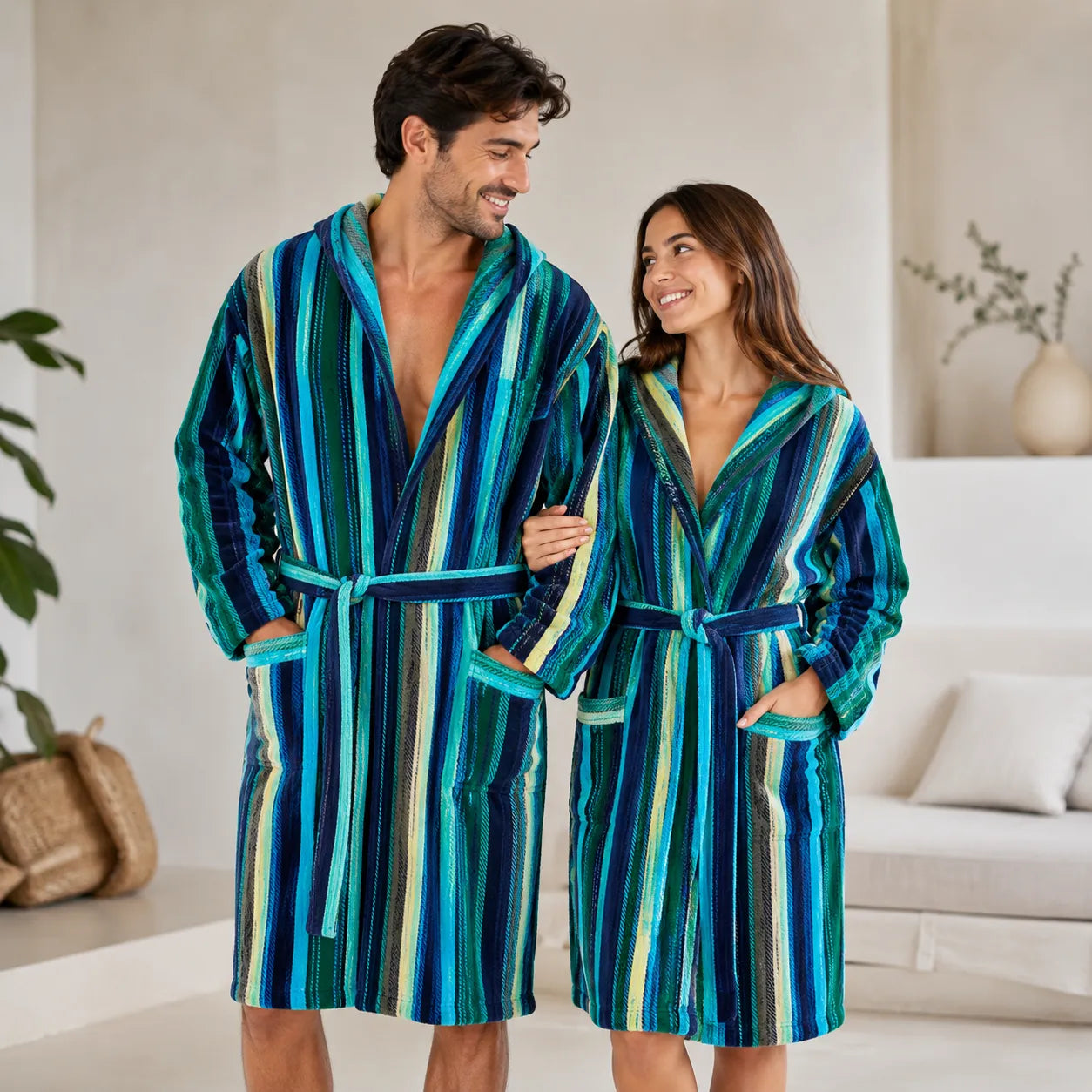 Riviera Accappatoio Unisex Spugna Jacquard Groovy Stripe