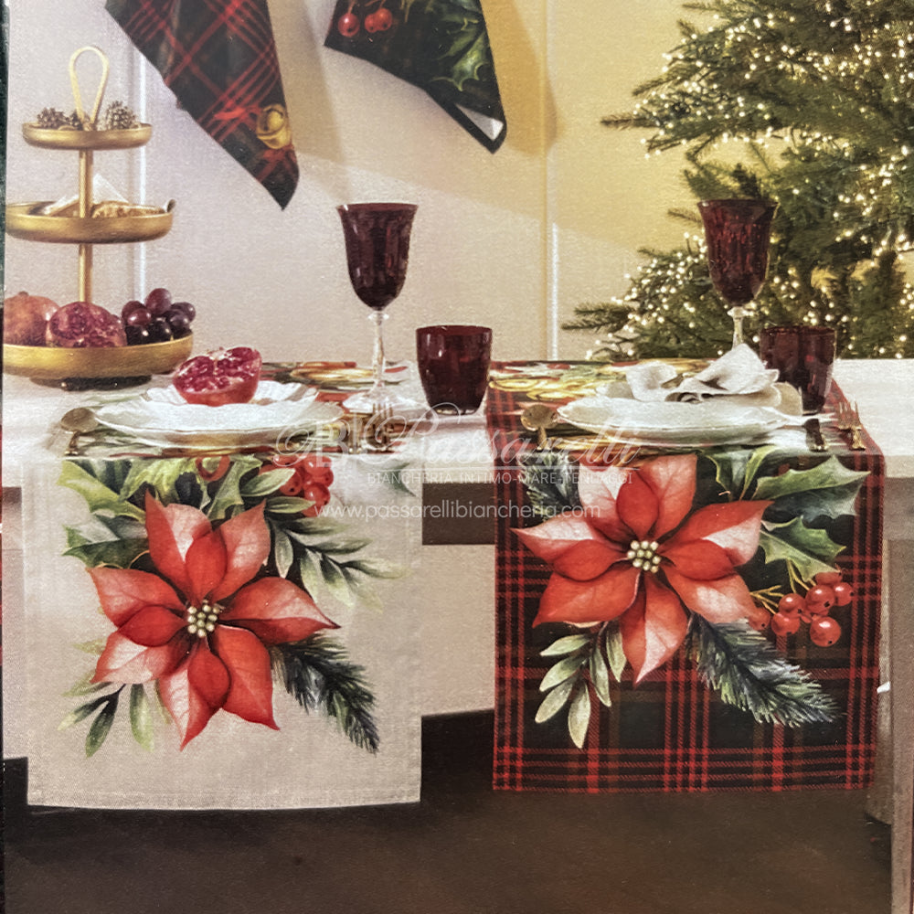 Riviera Tovaglia e Runner Natalizia in Twill Antimacchia Christimas Carol - Varie Dimensioni 2411S