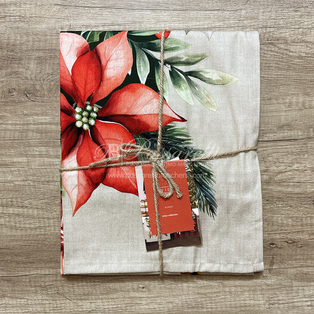 Riviera Tovaglia e Runner Natalizia in Twill Antimacchia Christimas Carol - Varie Dimensioni 2411S