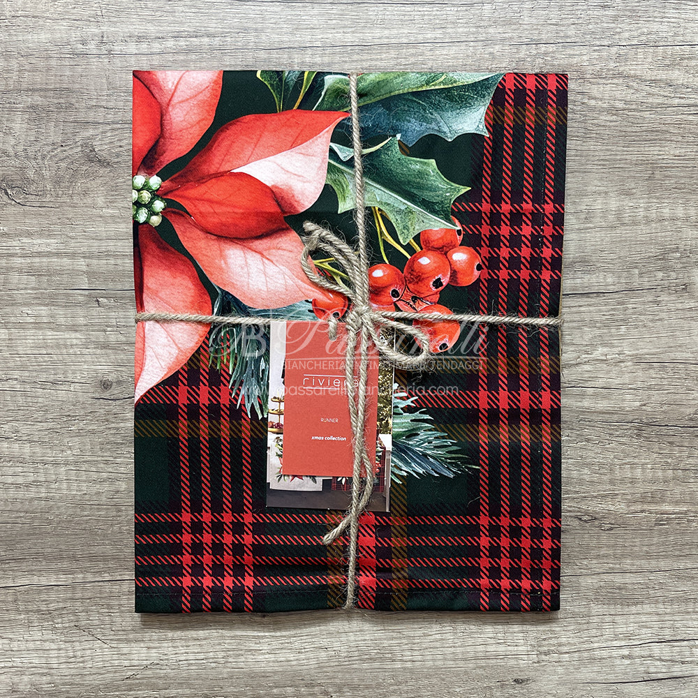 Riviera Tovaglia e Runner Natalizia in Twill Antimacchia Christimas Carol - Varie Dimensioni 2411S