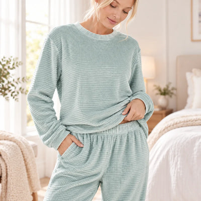 Selmark Pigiama Invernale da Donna in Ciniglia P13473