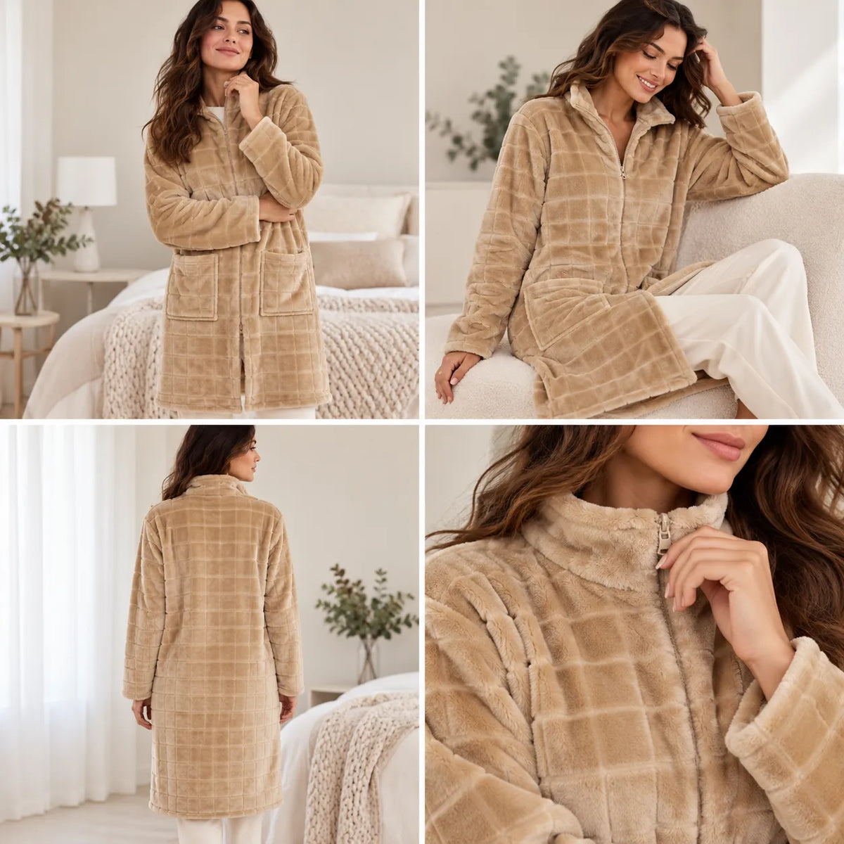 Selmark Vestaglia Invernale da Donna con Zip PC272