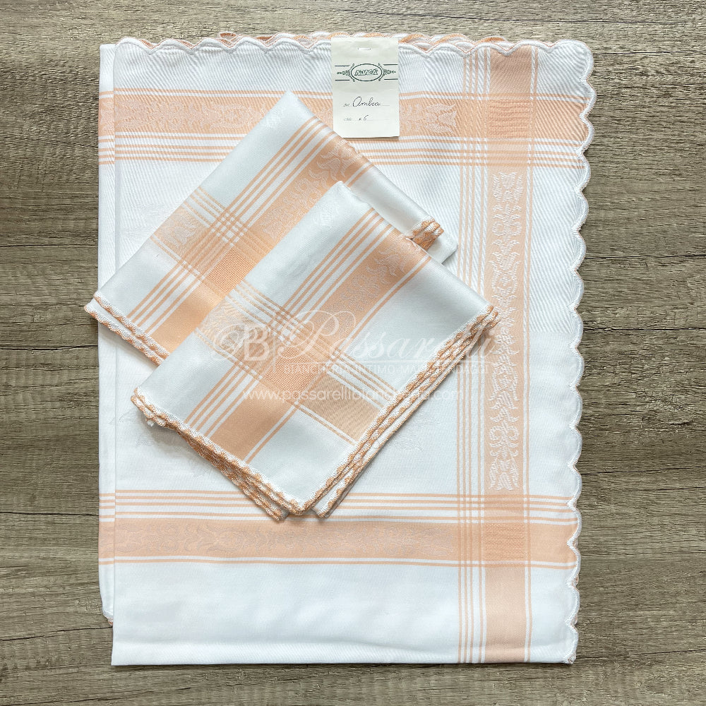 Servizio da tavola Smerlato Abacà damascato da 6 persone 99S70