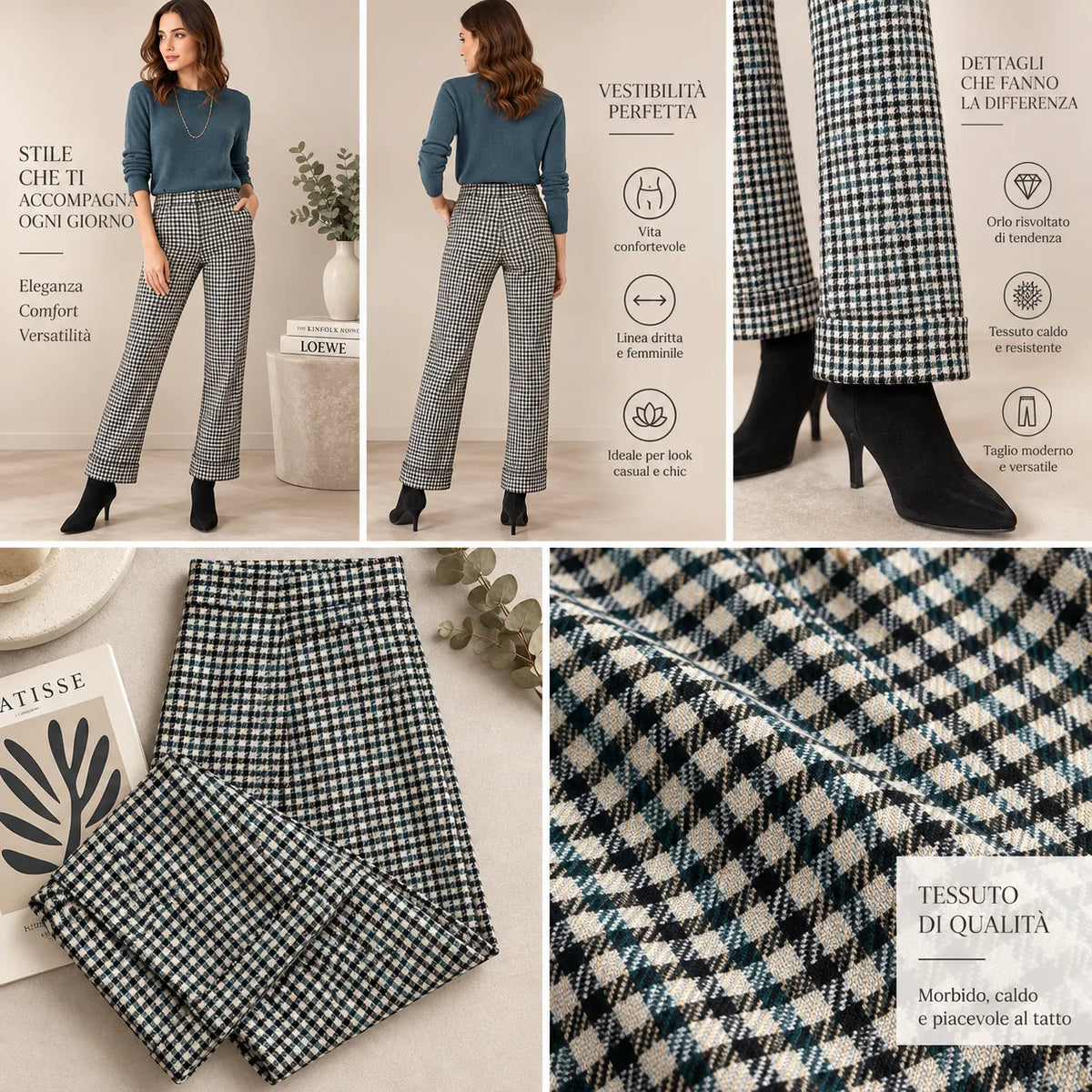 Sisi Pantalone Invernale da Donna Checks