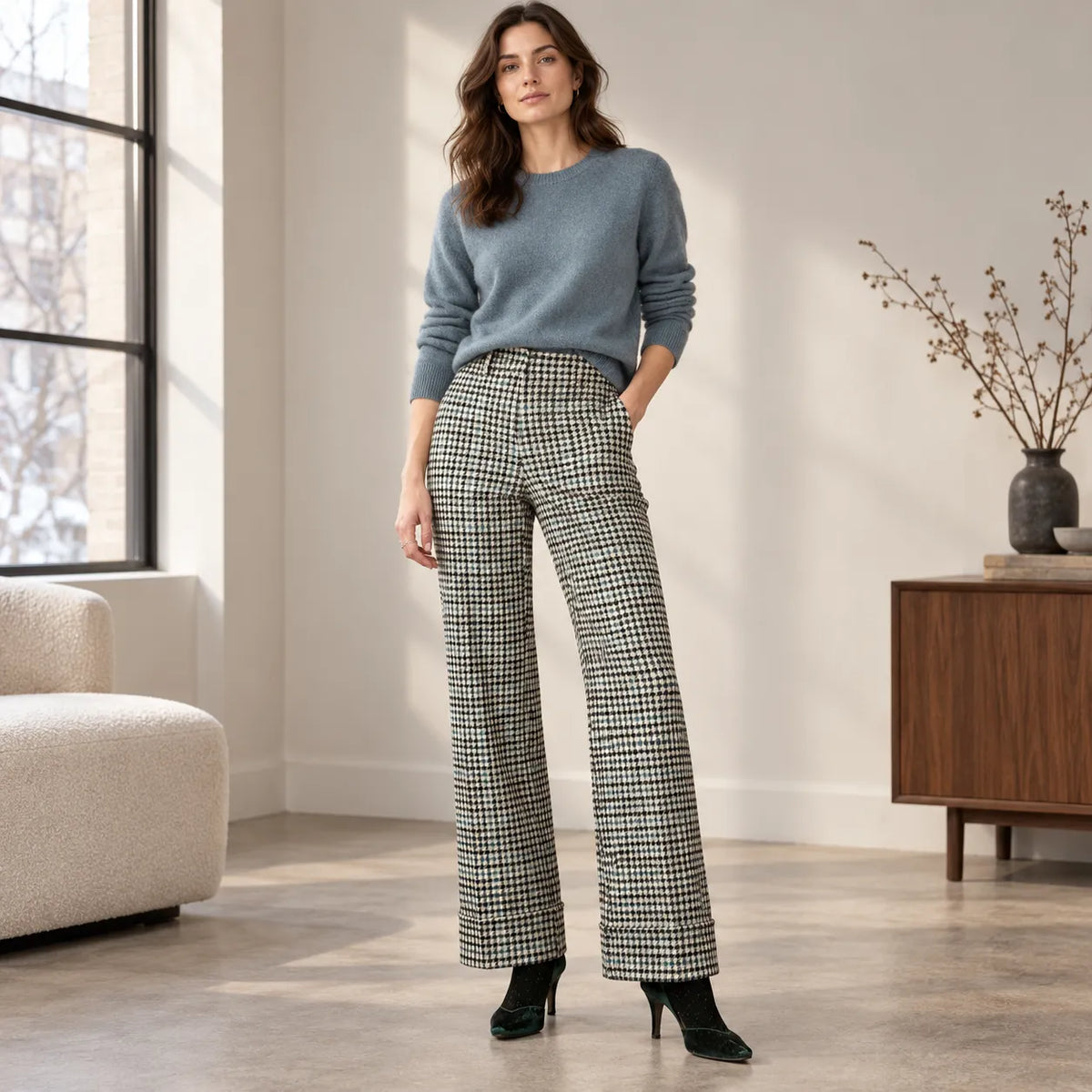Sisi Pantalone Invernale da Donna Checks