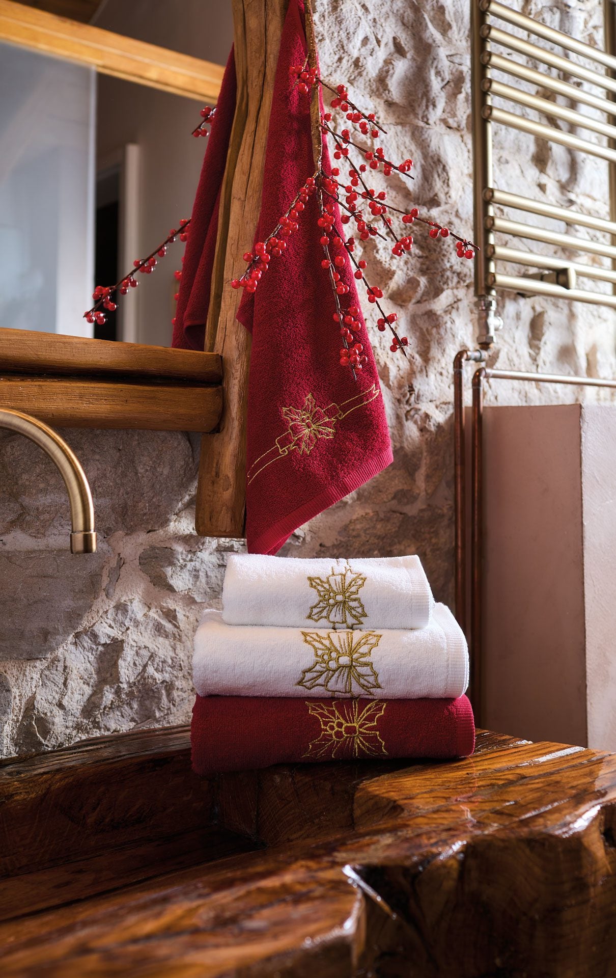 Maison Sucrèe Set Asciugamani 1+1 Natalizi in cotone Art. Preziosi 2511S20