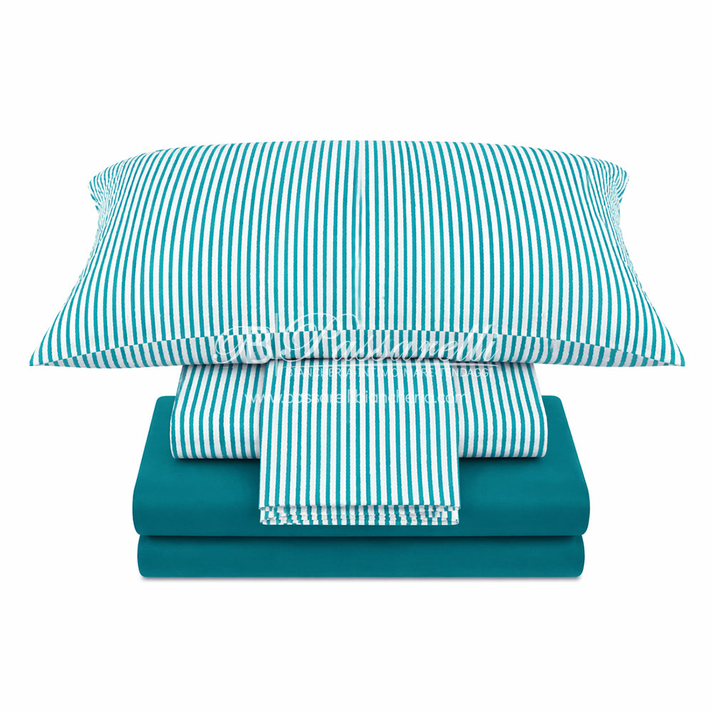 Svad Dondi Completo Lenzuola Matrimoniale in Raso di Cotone Ibiza