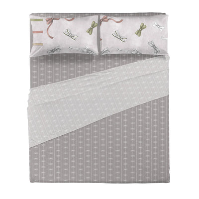 THUN® Completo Letto Matrimoniale Natale - Fantasia Fiocco Bows Multicolor