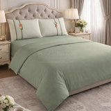 THUN® Completo Letto Matrimoniale in Cotone Country Bloom Green