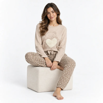 THUN® Pigiama Invernale da Donna Zaria – Beige