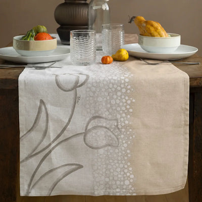 THUN® Runner New Elegance 160x45 - Fantasia Tulipani Tulips Beige