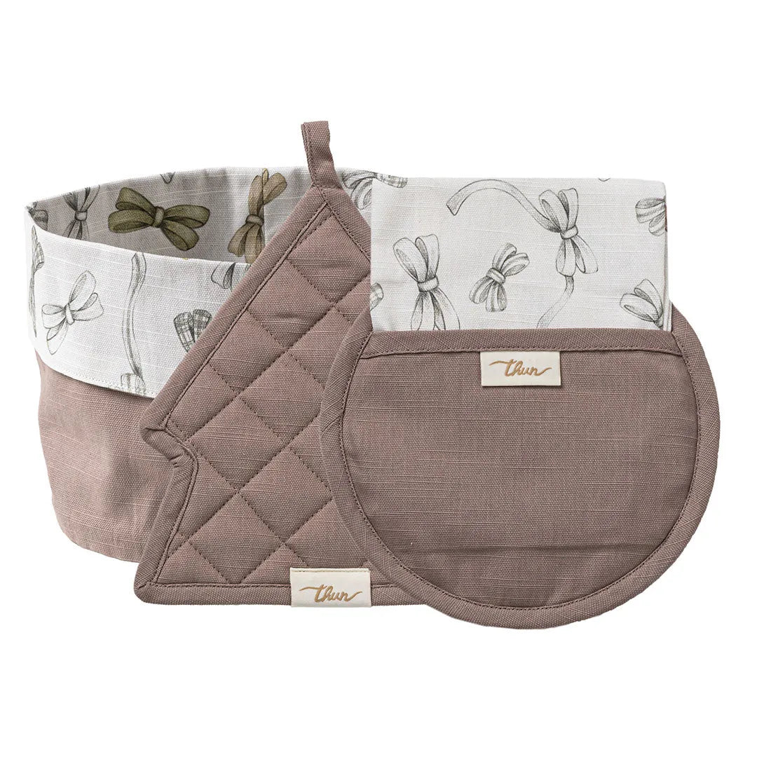 THUN® Set Portapane+Presina+Strofinaccio+Presina Albero Natale - Fiocco Bows