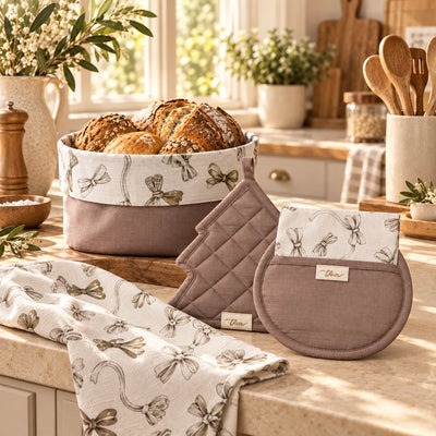 THUN® Set Portapane+Presina+Strofinaccio+Presina Albero Natale - Fiocco Bows
