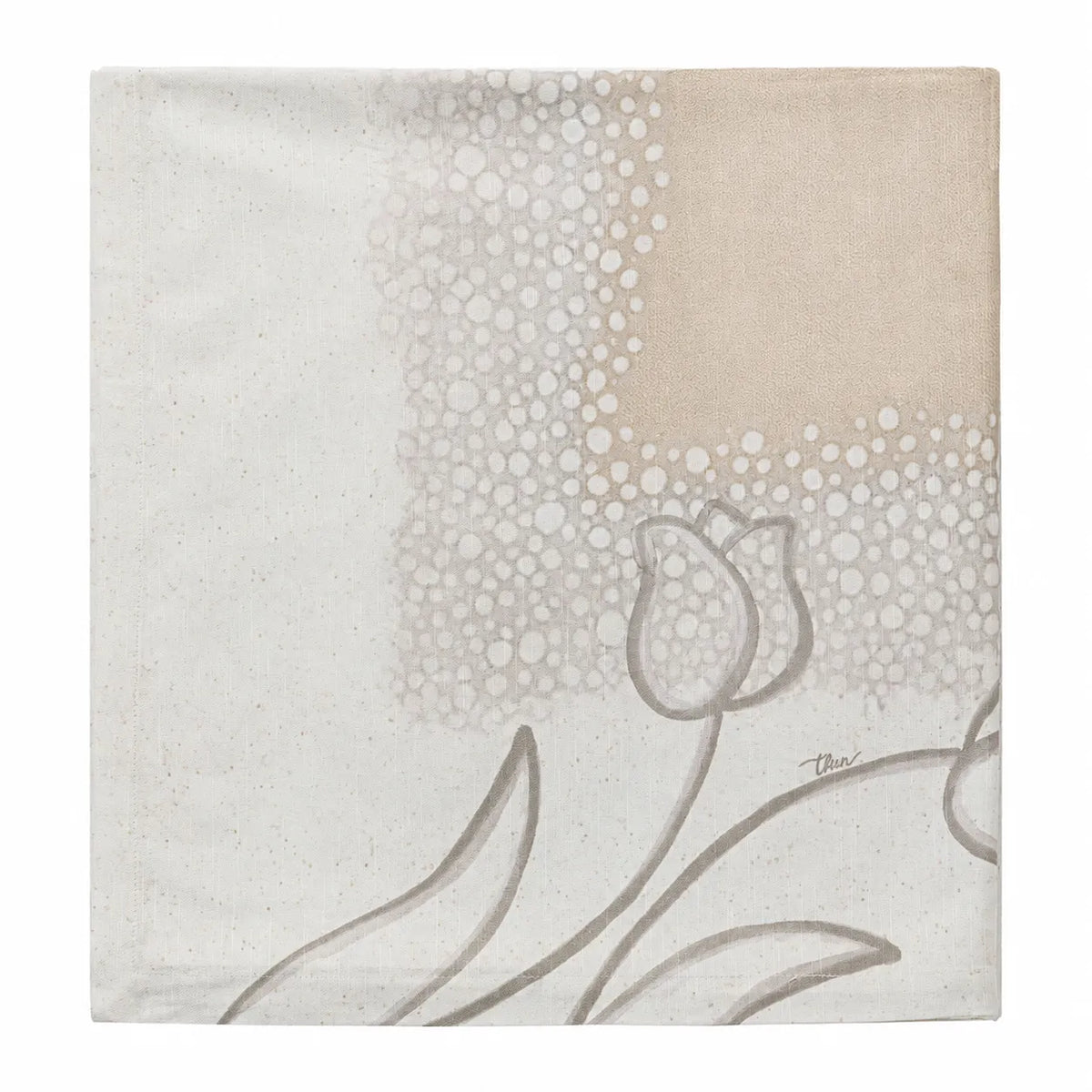 THUN® Tovaglia Stampata 160x200 New Elegance - Fantasia Tulipani Tulips Beige