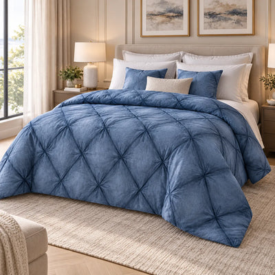 THUN® Trapunta Matrimoniale Plume Blue - Fantasia Rombo Diamond Blue