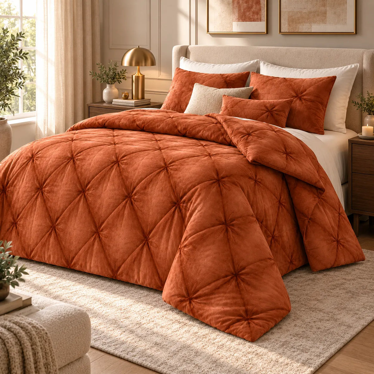 THUN® Trapunta Matrimoniale Plume Rust - Fantasia Rombo Diamond Rust