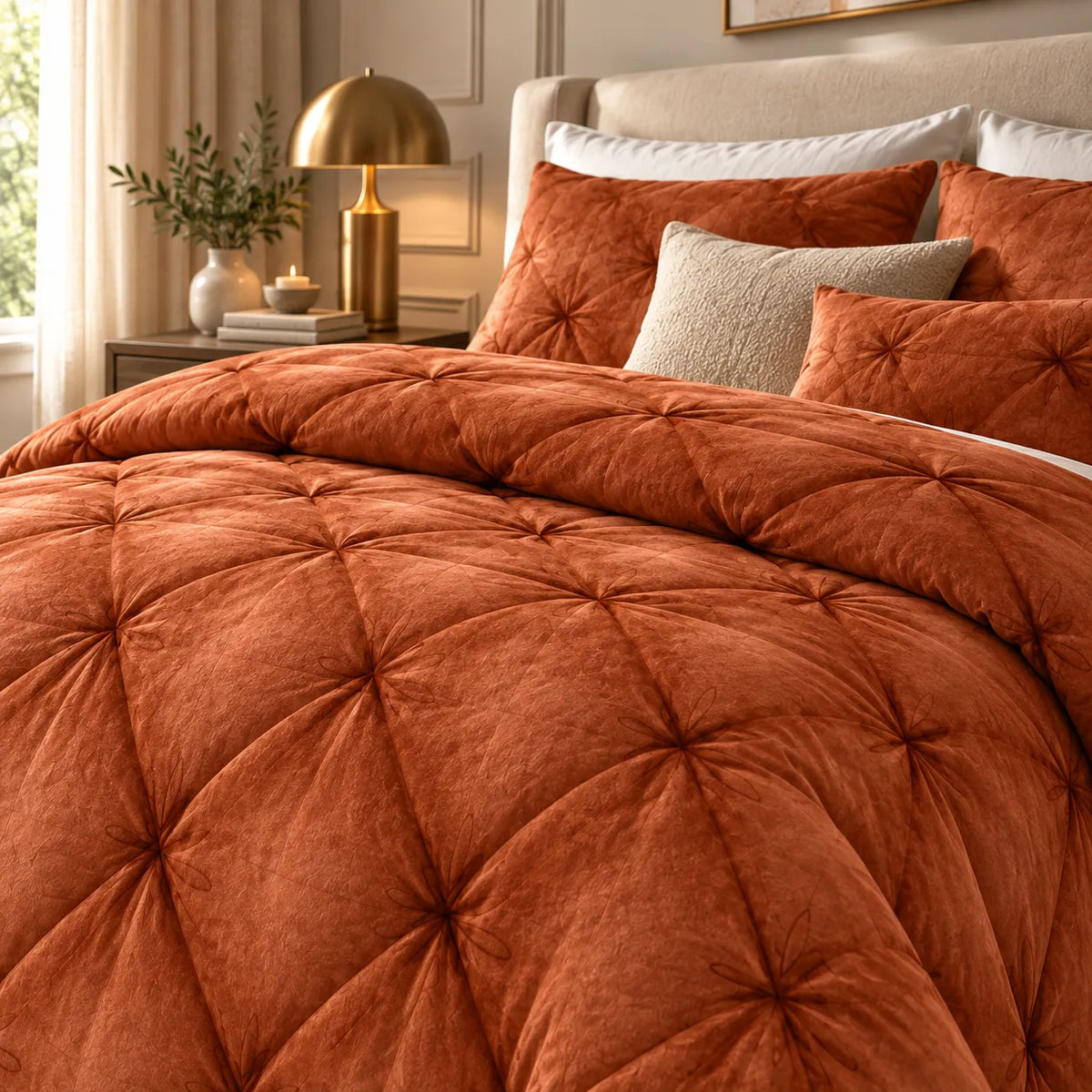 THUN® Trapunta Matrimoniale Plume Rust - Fantasia Rombo Diamond Rust