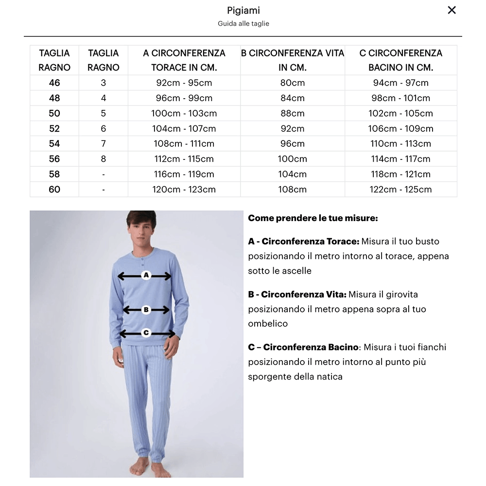 Ragno Pigiama Invernale da Uomo in Cotton Eco Pile U772N2 S47 - Passarelli Biancheria